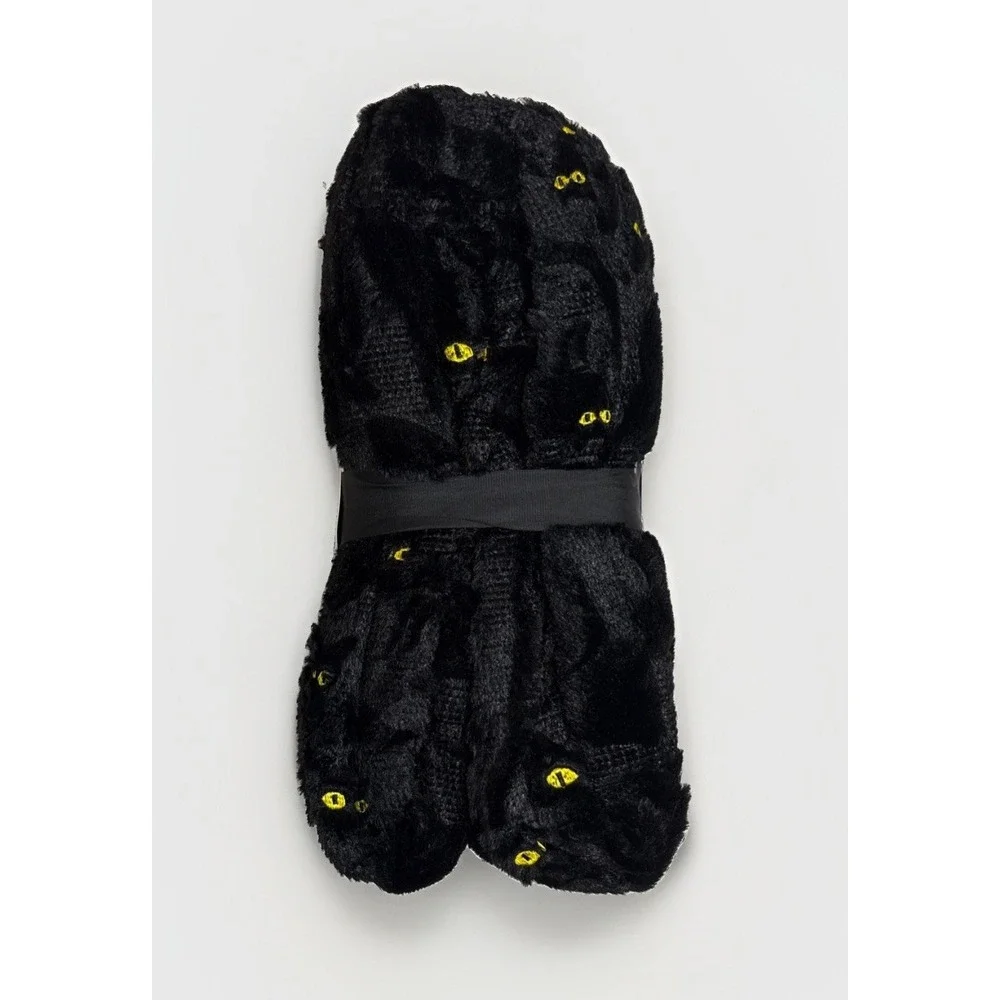 Costco Halloween Black Ghost Cat Faux Fur Throw Viral Blanket NWT